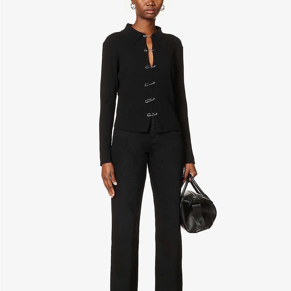 The Kooples safety pin stretch knit polo